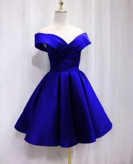 Beautiful Satin Sweetheart Bridesmaid Dress, Off Shoulder Short Formal Dress