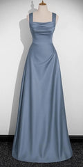 A-line Straps Floor Length Simple Prom Dress, Straps Wedding Party Dress Evening Dress
