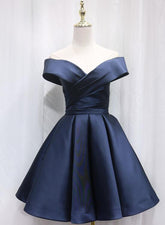 Beautiful Satin Sweetheart Bridesmaid Dress, Off Shoulder Short Formal Dress