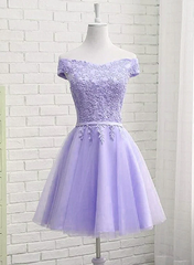 Beautiful Light Purple Short Bridesmaid Dress , Tulle with Lace New Formal Dresses