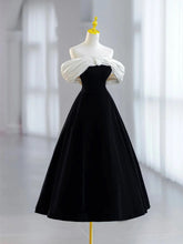 Black A-line Velvet Off Shoulder Lace-up Homecoming Dress, Black Velvet Party Dress