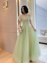 Beautiful Green Tulle Tulle with Lace Party Dress Formal Dress, Green Evening Dresses