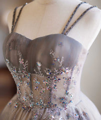 A-Line Tulle Beaded Short Party Dress, Tulle Sweetheart Homecoming Dress