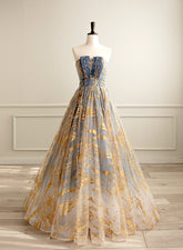 Beautiful A-line Gradient Tulle Long Party Dress, Floor Length Prom Dress