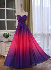 Beautiful Sweetheart Gradient Beaded Prom Dress, A-line Long Prom Dress