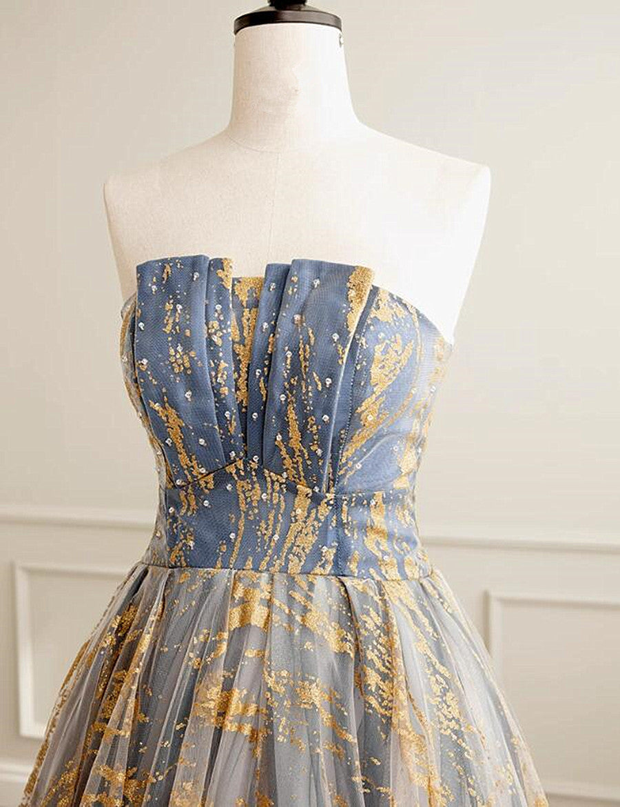 Beautiful A-line Gradient Tulle Long Party Dress, Floor Length Prom Dress