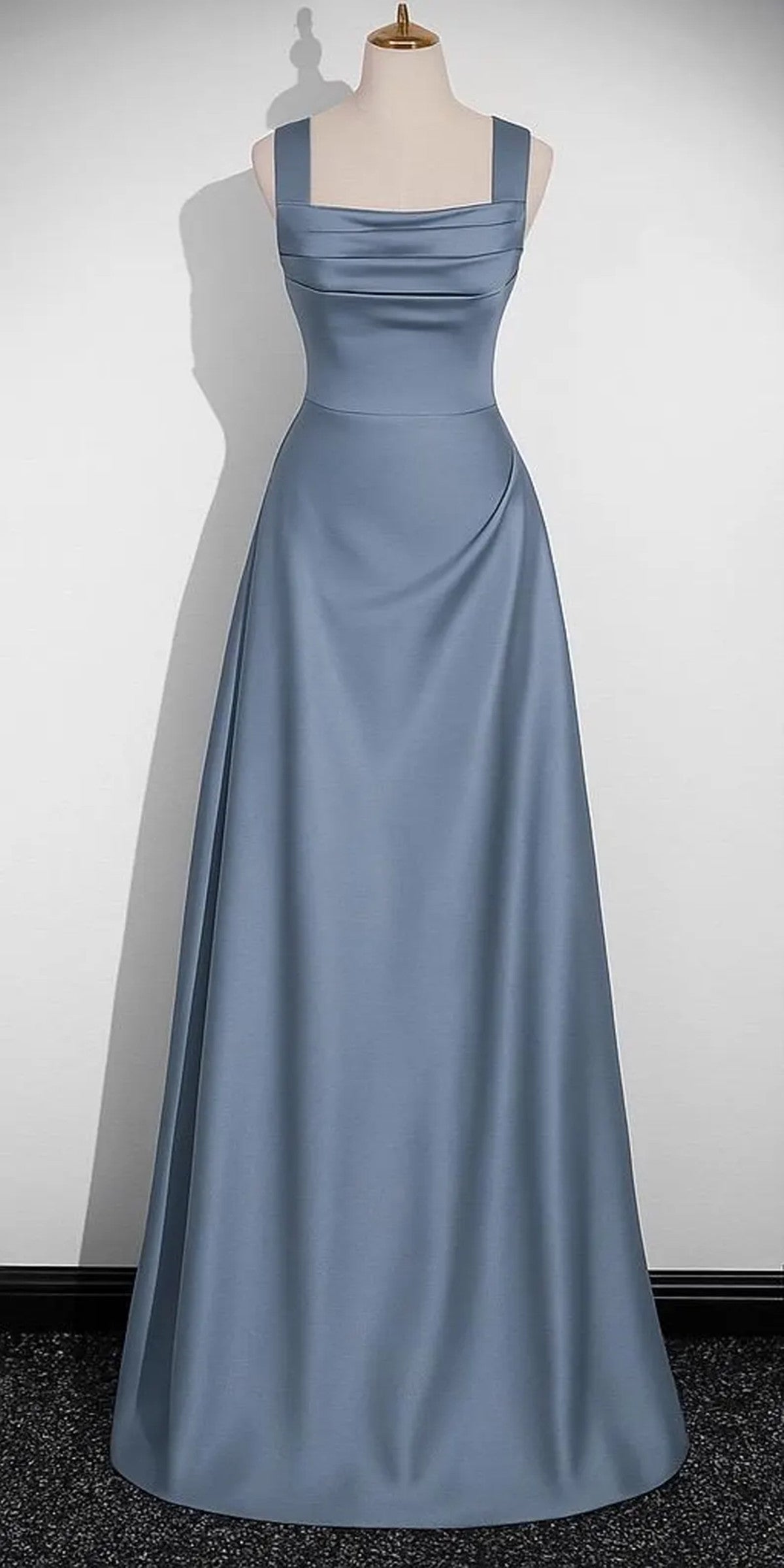A-line Straps Floor Length Simple Prom Dress, Straps Wedding Party Dress Evening Dress