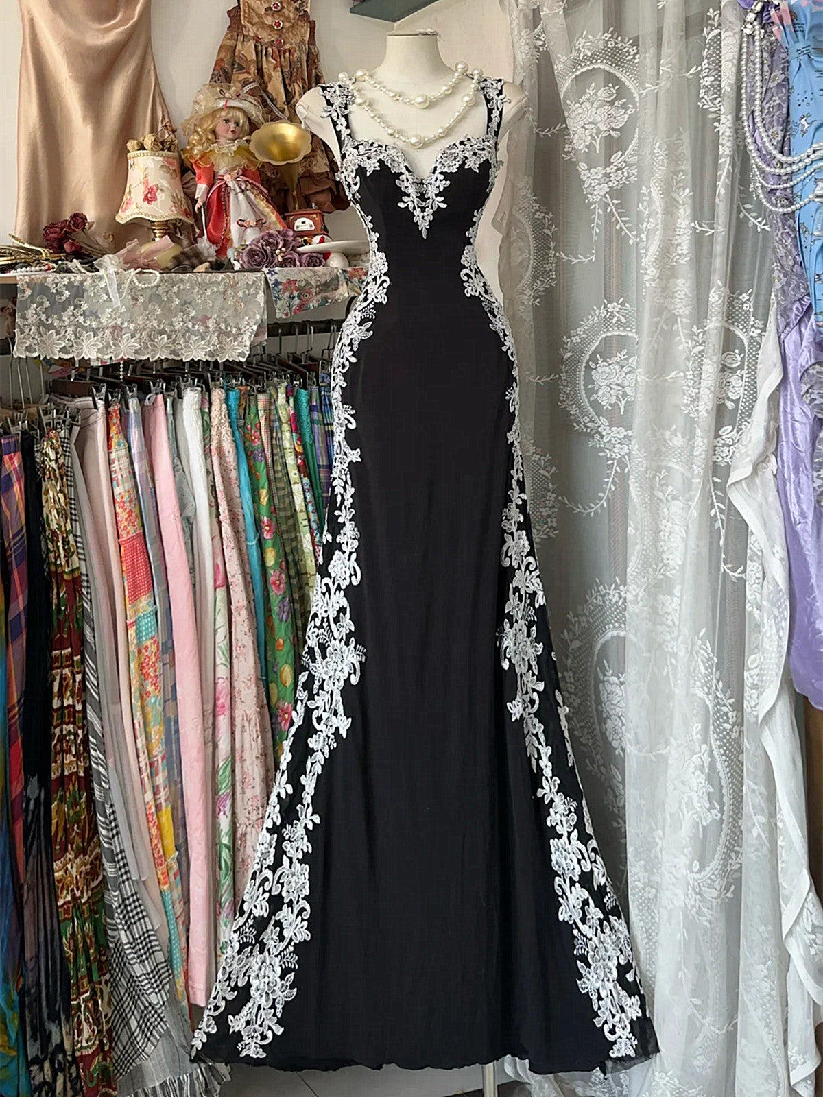 Beautiful Spandex with Lace Straps Long Formal Dress, Sweetheart Prom Dress Evening Dress