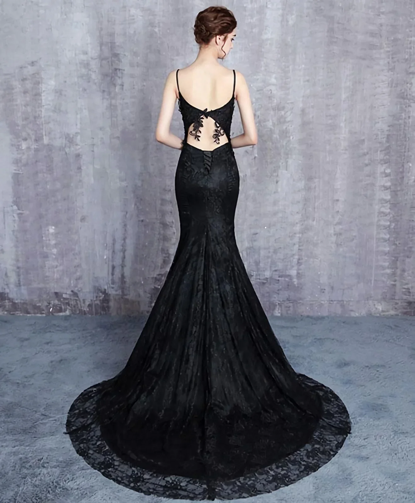 Beautiful Mermaid Black Straps Long Formal Dress, Black Evening Dress Prom Dress
