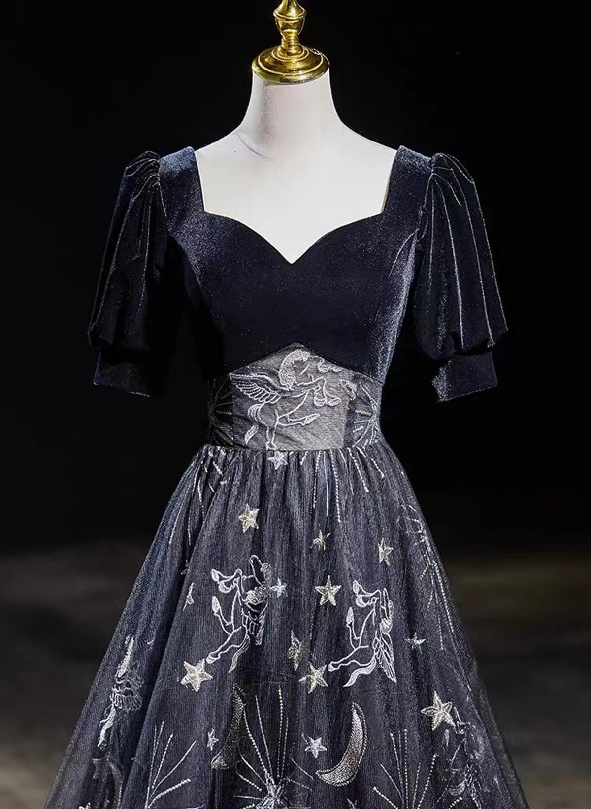 Beautiful A-line Simple Black Floor Length Party Dress, Black Long Prom Dress