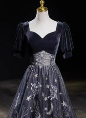 Beautiful A-line Simple Black Floor Length Party Dress, Black Long Prom Dress
