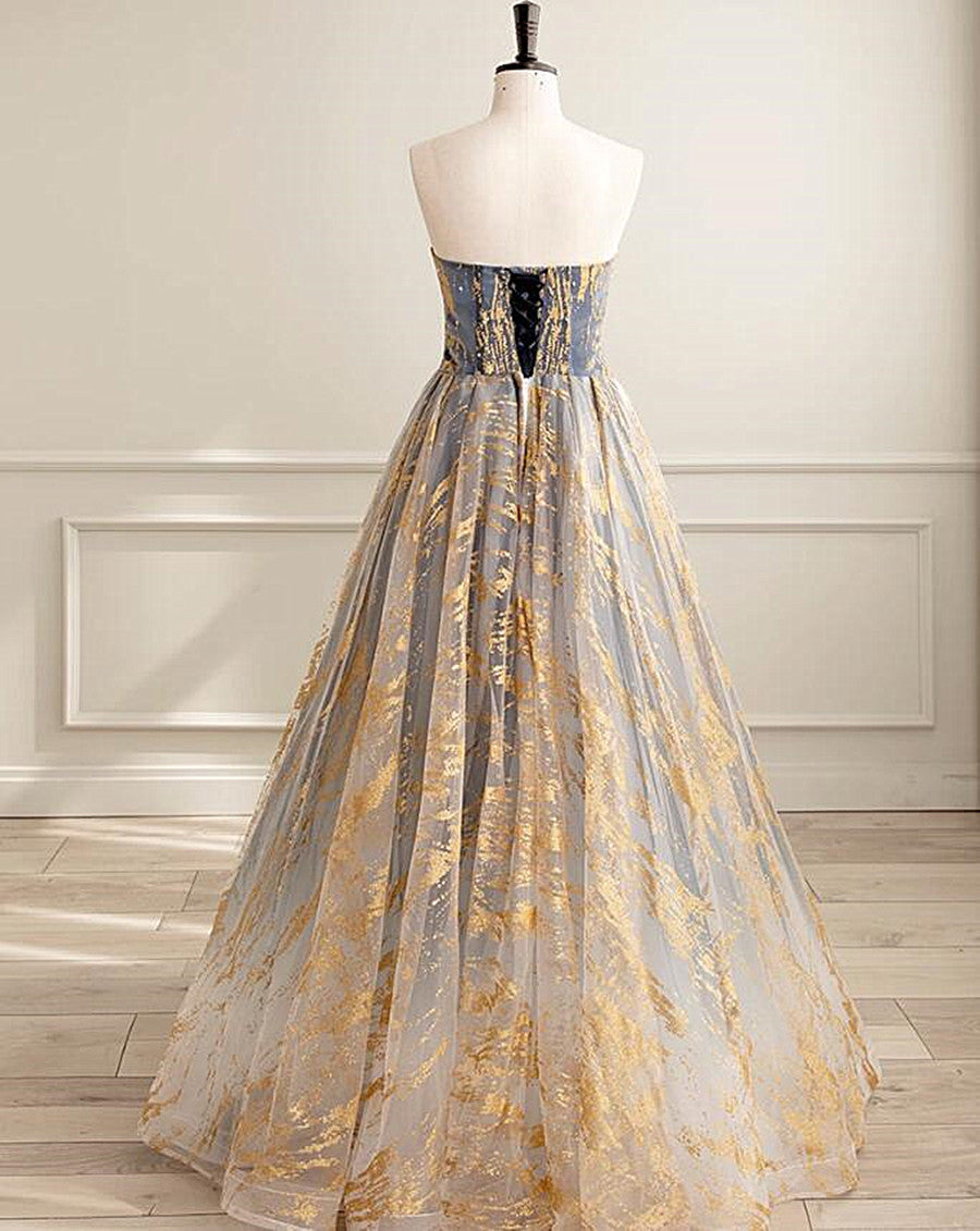 Beautiful A-line Gradient Tulle Long Party Dress, Floor Length Prom Dress