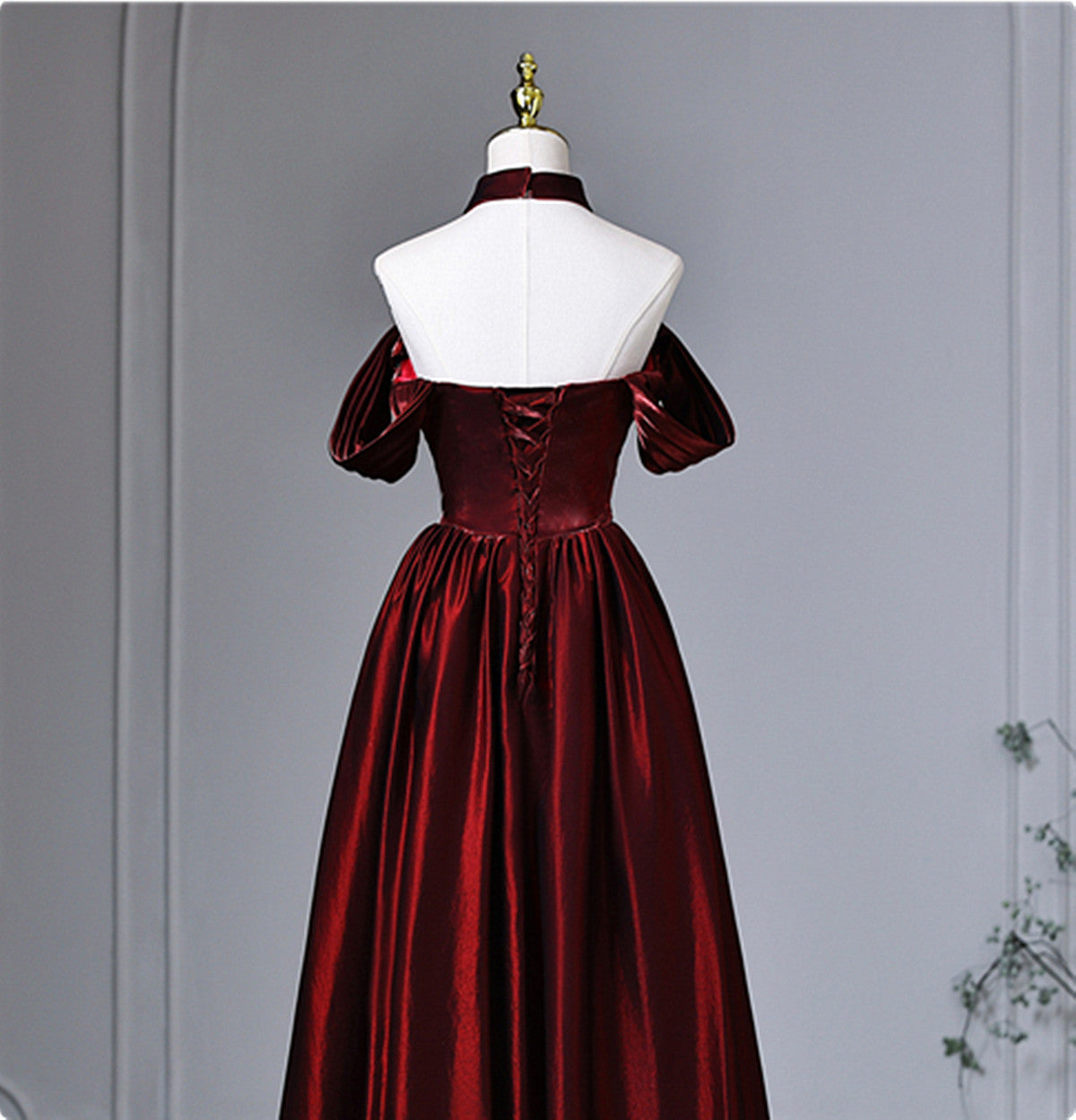 A-line Satin Beaded Sweetheart Off Shoulder Prom Dress, Wine Red Long Quinceanera Dresses