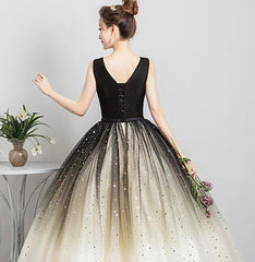 Beautiful Gradient Tulle V-neckline Ball Gown Party Dress, Gradient Sweet 16 Dress