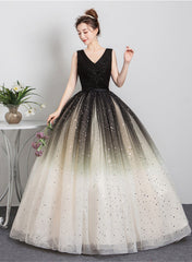 Beautiful Gradient Tulle V-neckline Ball Gown Party Dress, Gradient Sweet 16 Dress