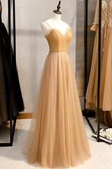 Beautiful Tulle Beaded Sweetheart Party Dress, A-line Tulle Floor Length Prom Dress