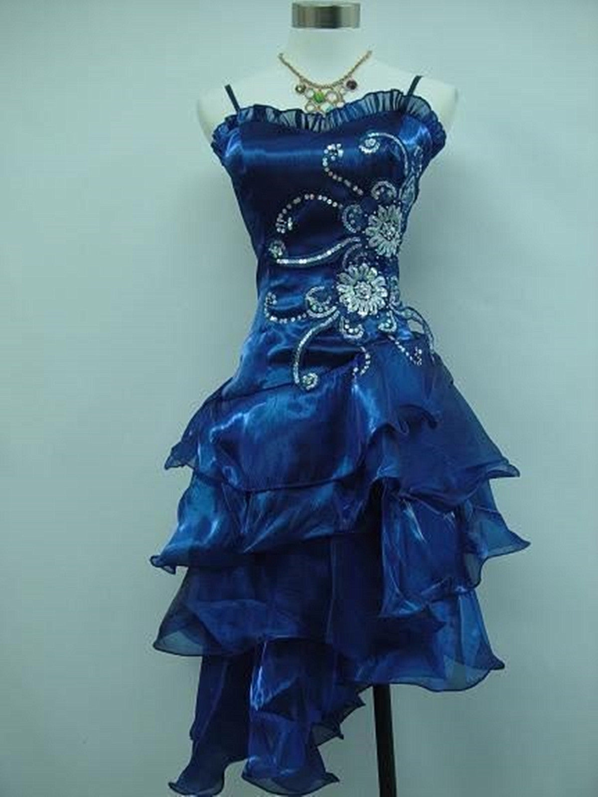 A-line Cute Organza Beaded Layers Straps Homecoming Dress, Sweetheart Short Formal Dress