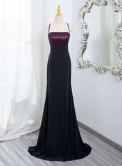 Beautiful Straps Spandex and Lace Evening Dress, Black and Burgundy Prom Dress
