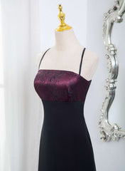 Beautiful Straps Spandex and Lace Evening Dress, Black and Burgundy Prom Dress