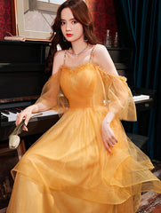 A-line Tulle Beaded Straps Sweetheart Party Dress, Tulle Short Homecoming Dress