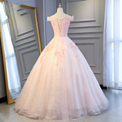 Adorable Pink Tulle Off Shoulder Pink Party Dress , Sweetheart Formal Dress
