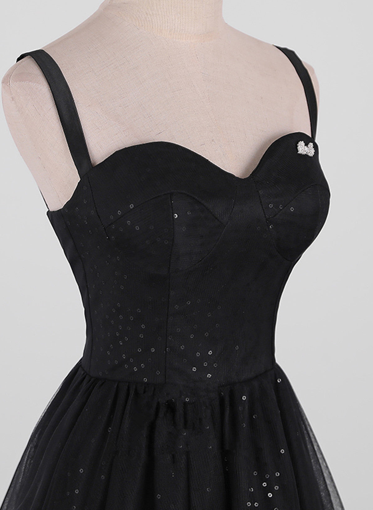 Black A-line Tulle Straps Simple Long Prom Dress, Black Evening Dress Party Dress