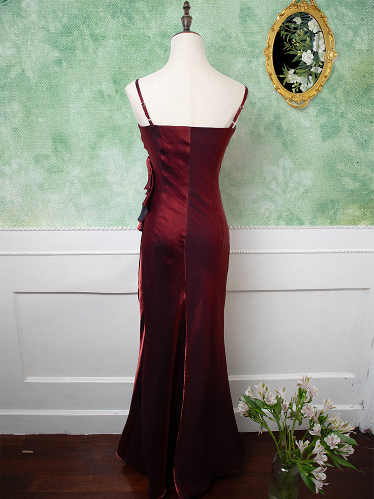 Beautiful Wine Red Straps Long Prom Dress, Wine Red Evening Dress Party Dress