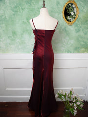 Beautiful Wine Red Straps Long Prom Dress, Wine Red Evening Dress Party Dress