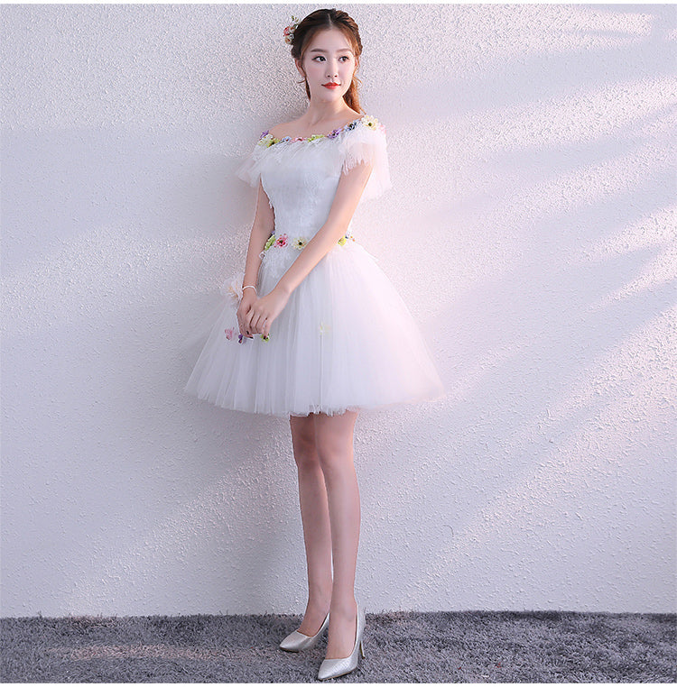Beautiful White Tulle Short Homecoming Dress, White Party Dress Prom Dresses