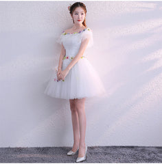 Beautiful White Tulle Short Homecoming Dress, White Party Dress Prom Dresses